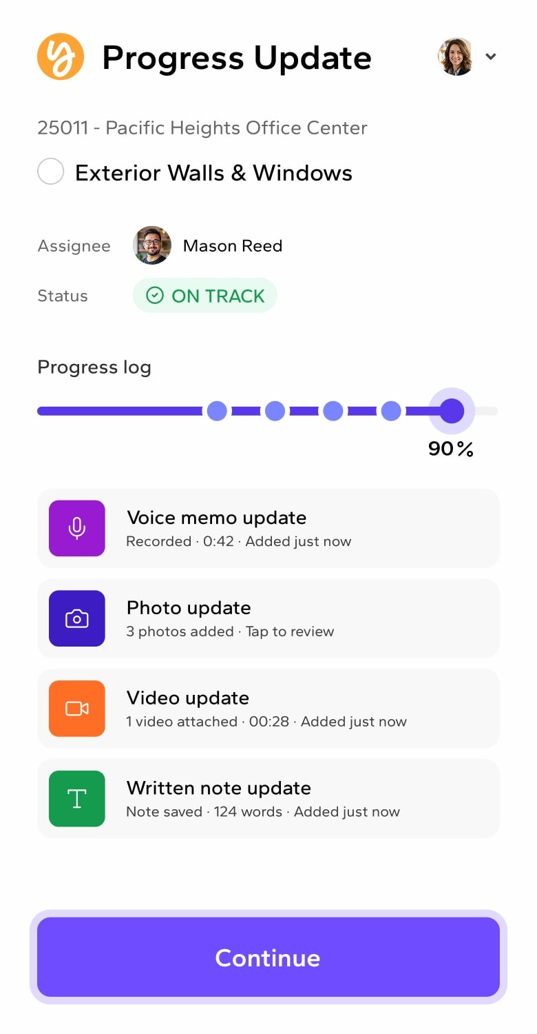 Capture progress instantly